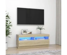 TV staliukas Televizoriaus spintelė su LED apšvietimu, ąžuolo, 100x35x40cm