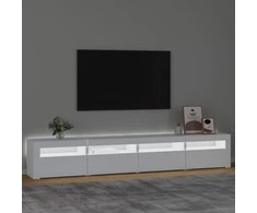 TV staliukas Televizoriaus spintelė su LED apšvietimu, balta, 240x35x40cm