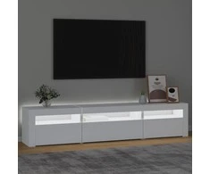 TV staliukas Televizoriaus spintelė su LED apšvietimu, balta, 195x35x40cm