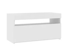 TV staliukas Televizoriaus spintelė su LED, balta, 75x35x40cm, blizgi