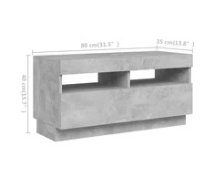 TV staliukas Televizoriaus spintelė su LED, betono pilka, 260x35x40cm