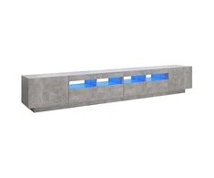 TV staliukas Televizoriaus spintelė su LED, betono pilka, 260x35x40cm