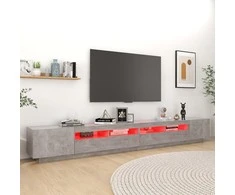 TV staliukas Televizoriaus spintelė su LED, betono pilka, 300x35x40cm