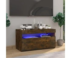 TV staliukas Televizoriaus spintelė su LED, dūminio ąžuolo, 75x35x40cm