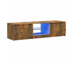 TV staliukas Televizoriaus spintelė su LED, dūminio ąžuolo, 140x40x35,5cm