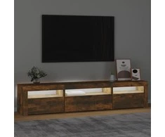 TV staliukas Televizoriaus spintelė su LED, dūminio ąžuolo, 195x35x40cm