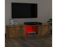 TV staliukas Televizoriaus spintelė su LED, dūminio ąžuolo, 140x40x35,5cm