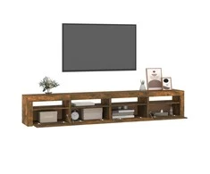 TV staliukas Televizoriaus spintelė su LED, dūminio ąžuolo, 240x35x40cm