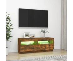 TV staliukas Televizoriaus spintelė su LED, dūminio ąžuolo, 100x35x40cm