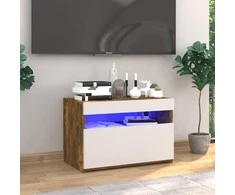 TV spintelė su LED apšvietimu, dūminio ąžuolo, 60x35x40cm