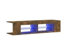 TV staliukas Televizoriaus spintelė su LED, dūminio ąžuolo, 135x39x30cm
