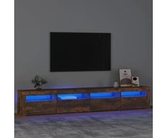 TV staliukas Televizoriaus spintelė su LED, dūminio ąžuolo, 240x35x40cm