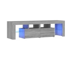 TV staliukas Televizoriaus spintelė su LED, pilka ąžuolo, 140x36,5x40cm