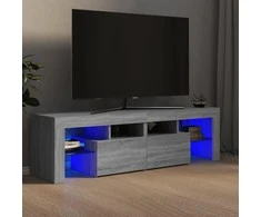TV staliukas Televizoriaus spintelė su LED, pilka ąžuolo, 140x36,5x40cm