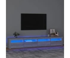 TV staliukas Televizoriaus spintelė su LED, pilka ąžuolo, 240x35x40cm