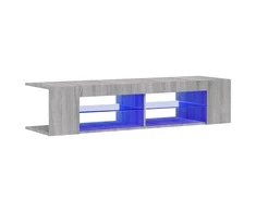 TV staliukas Televizoriaus spintelė su LED, pilka ąžuolo, 135x39x30cm