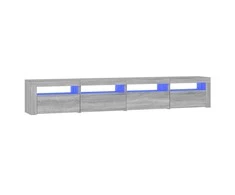 TV staliukas Televizoriaus spintelė su LED, pilka ąžuolo, 240x35x40cm
