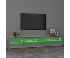 TV staliukas Televizoriaus spintelė su LED, pilka ąžuolo, 240x35x40cm