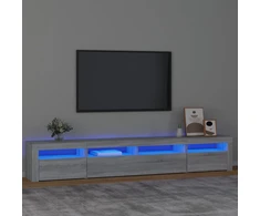 TV staliukas Televizoriaus spintelė su LED, pilka ąžuolo, 240x35x40cm