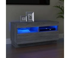 TV staliukas Televizoriaus spintelė su LED, pilka ąžuolo, 80x35x40cm