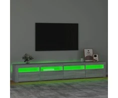 TV staliukas Televizoriaus spintelė su LED, pilka ąžuolo, 240x35x40cm
