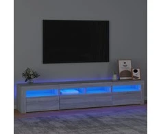 TV staliukas Televizoriaus spintelė su LED, pilka ąžuolo, 210x35x40cm
