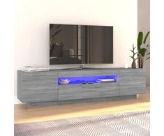 TV staliukas Televizoriaus spintelė su LED, pilka ąžuolo, 160x35x40cm