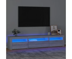 TV staliukas Televizoriaus spintelė su LED, pilka ąžuolo, 195x35x40cm