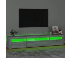 TV staliukas Televizoriaus spintelė su LED, pilka ąžuolo, 210x35x40cm