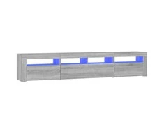TV staliukas Televizoriaus spintelė su LED, pilka ąžuolo, 210x35x40cm