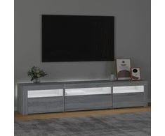 TV staliukas Televizoriaus spintelė su LED, pilka ąžuolo, 195x35x40cm