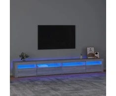 TV staliukas Televizoriaus spintelė su LED, pilka ąžuolo, 270x35x40cm