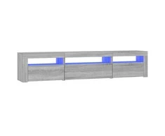 TV staliukas Televizoriaus spintelė su LED, pilka ąžuolo, 195x35x40cm