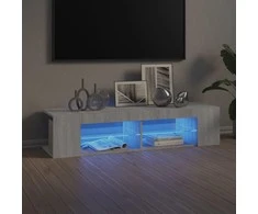 TV staliukas Televizoriaus spintelė su LED, pilka ąžuolo, 135x39x30cm