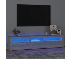 TV staliukas Televizoriaus spintelė su LED, pilka ąžuolo, 180x35x40cm