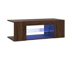TV staliukas Televizoriaus spintelė su LED, ruda ąžuolo, 90x39x30cm