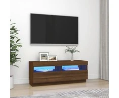 TV staliukas Televizoriaus spintelė su LED, ruda ąžuolo, 100x35x40cm