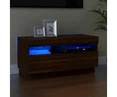 TV staliukas Televizoriaus spintelė su LED, ruda ąžuolo, 80x35x40cm