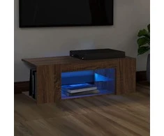 TV staliukas Televizoriaus spintelė su LED, ruda ąžuolo, 90x39x30cm