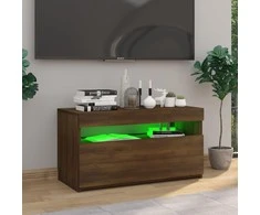 TV staliukas Televizoriaus spintelė su LED, ruda ąžuolo, 75x35x40cm