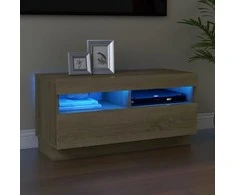 TV staliukas Televizoriaus spintelė su LED, sonoma ąžuolo, 80x35x40cm