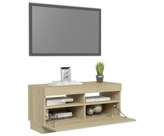 TV staliukas Televizoriaus spintelė su LED, sonoma ąžuolo, 80x35x40cm