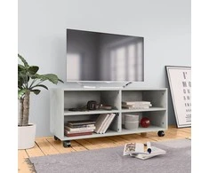 TV staliukas TV spintelė su ratukais, betono, 90x35x35cm, apdirbta mediena