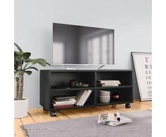 TV spintelė su ratukais, juoda, 90x35x35cm, apdirbta mediena