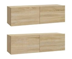 TV staliukas Sieninės TV spintelės, 2vnt., ąžuolo, 100x30x30cm, mediena