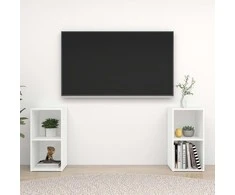 Televizoriaus spintelės, 2vnt., baltos, 72x35x36,5cm, mediena