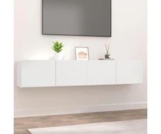 TV staliukas Televizoriaus spintelės, 2vnt., baltos, 80x30x30cm, mediena