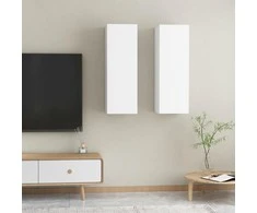 TV staliukas Televizoriaus spintelės, 2vnt., baltos, 30,5x30x90cm, mediena