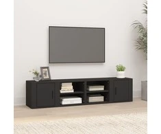 TV staliukas Televizoriaus spintelės, 2vnt., juodos, 80x31,5x36cm, mediena