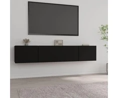 TV staliukas Televizoriaus spintelės, 2vnt., juodos, 80x30x30cm, mediena